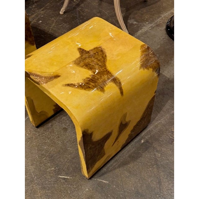 Pair of Art Deco Style Exotic Wood Side Tables or Stools For Sale In Dallas - Image 6 of 7