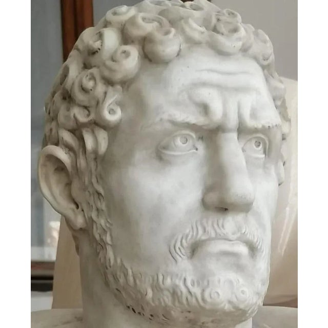 20th Century Marcus Aurelius Antoninus Sculpture in Caracalla Carrara Marble For Sale - Image 3 of 11