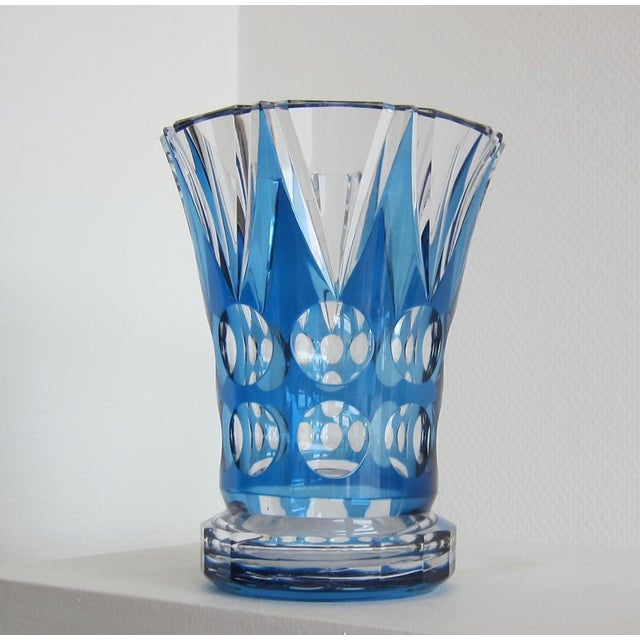 Deep Blue Optical Tulip Vase by Joseph Simon, 1930s For Sale - Image 6 of 6