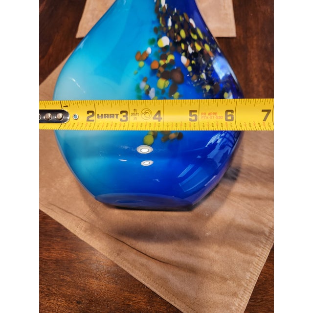 Mid 20th Century Massive 27" Murano Art Glass Vase- 13lb Cobalt & Aqua Confetti Statement Piece For Sale In Dallas - Image 6 of 8