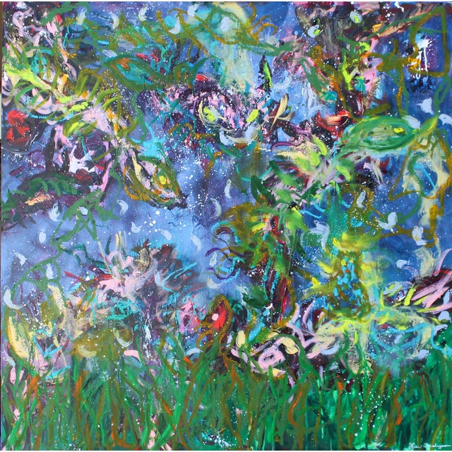 Exuberant Guests Original Abstract Oil Painting by Lisa Finlayson For Sale
