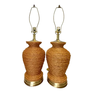 Vintage Pair of Jute Rope Lamps