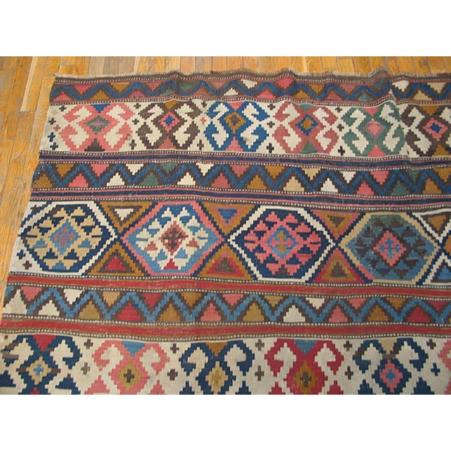 1920s Multicolor Geometric Kilim Antique Caucasian Flat-Weave Carpet 6'3" X 10' Wool Rug For Sale - Image 17 of 17