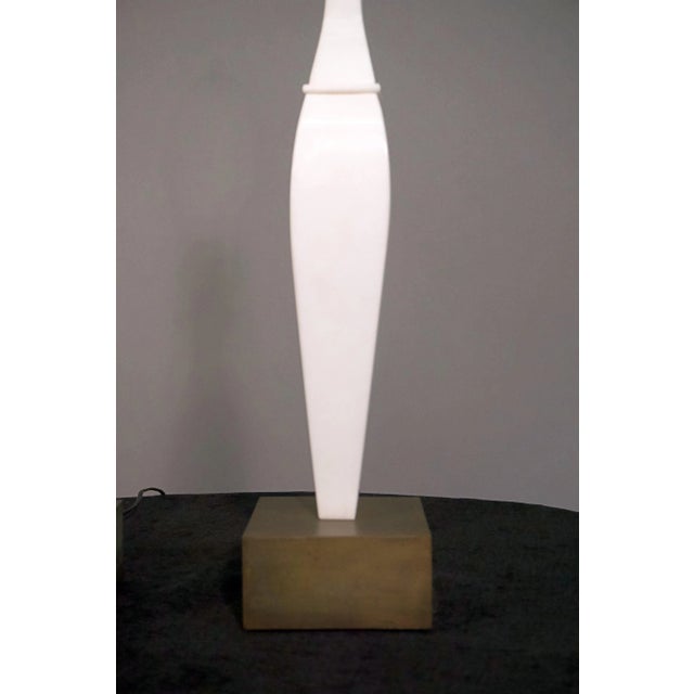 Mid 20th Century Italian White Marble and Bronze Lamps - A Pair For Sale - Image 4 of 5