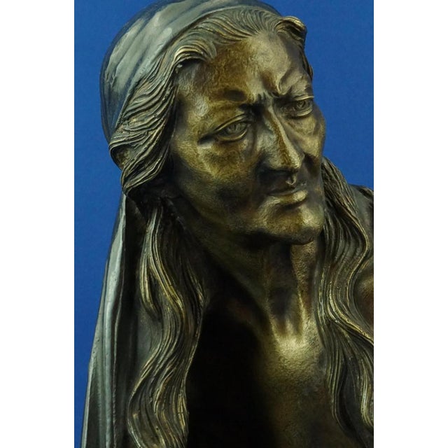 Vincenzo Gemito, Art Nouveau bronze sculpture titled La Sibilla, 19th Century, Naples Italy For Sale - Image 14 of 18