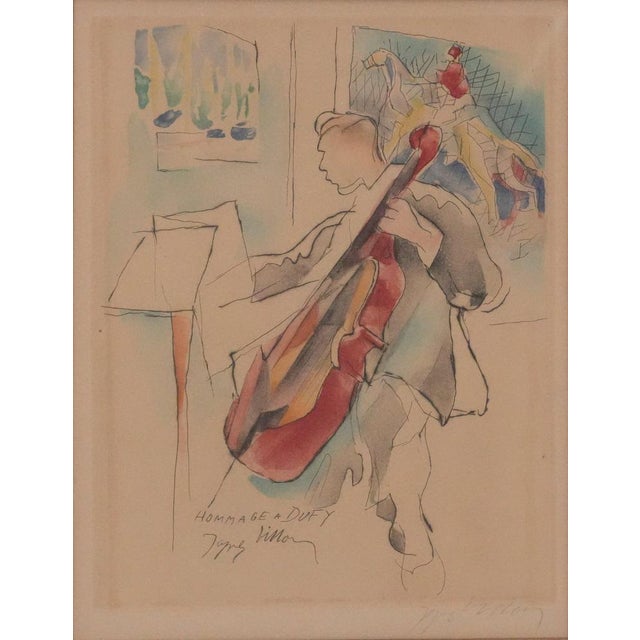 Jacques Villon (1875-1963) The cellist Original color engraving Signed in pencil On paper 24 x 19 cm (sight size)...