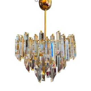 Cristal Triedri Murano Glass Chandelier by Venini For Sale