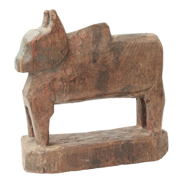 Vintage Carved Wooden Nadi Bull Figure For Sale