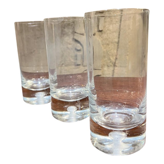 MCM Set of Three Glasses Highball Barware Bubble Bottom For Sale
