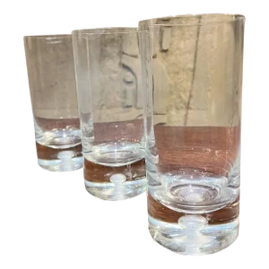 MCM Set of Three Glasses Highball Barware Bubble Bottom