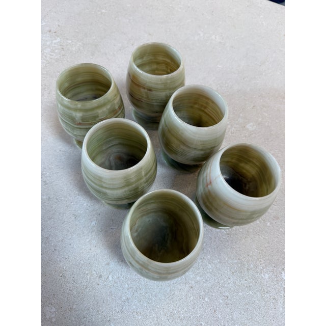 Italian Marble Drink Set With Tray and Six Goblets, 1970s For Sale - Image 9 of 10