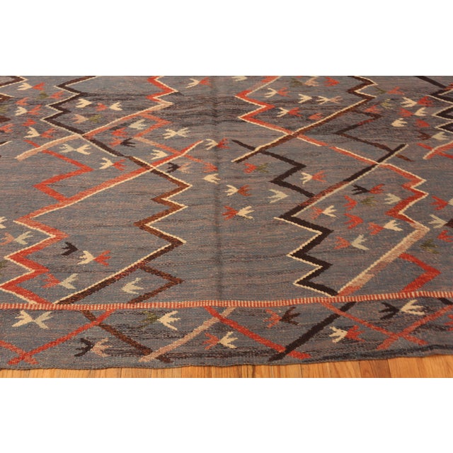 Early 21st Century Modern Contemporary Swedish Kilim Rug For Sale - Image 5 of 6