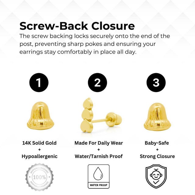 14k Solid Yellow Gold Dainty Butterfly Stud Earrings Screw Back Closure - 2 Pieces For Sale - Image 9 of 9