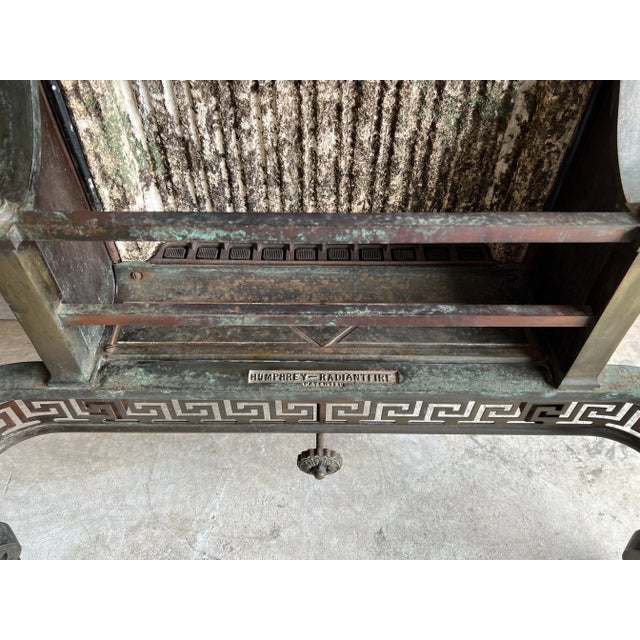 Early 20th Century Large Antique Humphrey Radientfire Art Deco Cast Iron Fireplace Insert With Greek Key Design For Sale - Image 5 of 12
