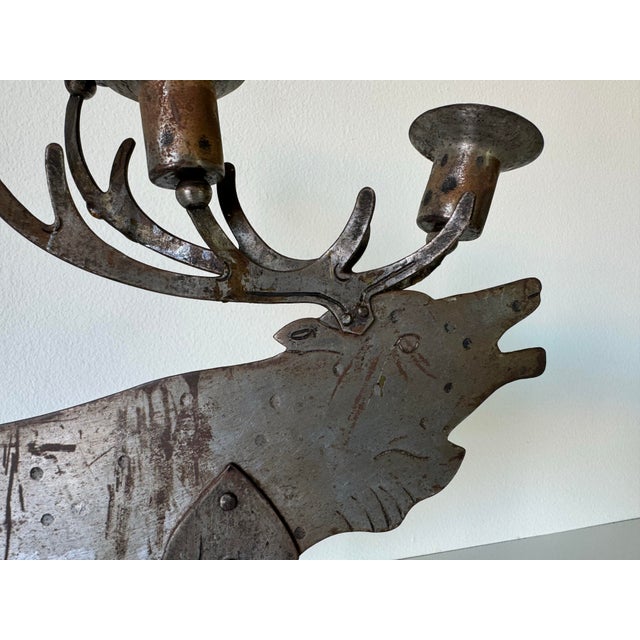 Germany Hugo Goberg Wrought Iron Moose Candlestick For Sale - Image 9 of 12