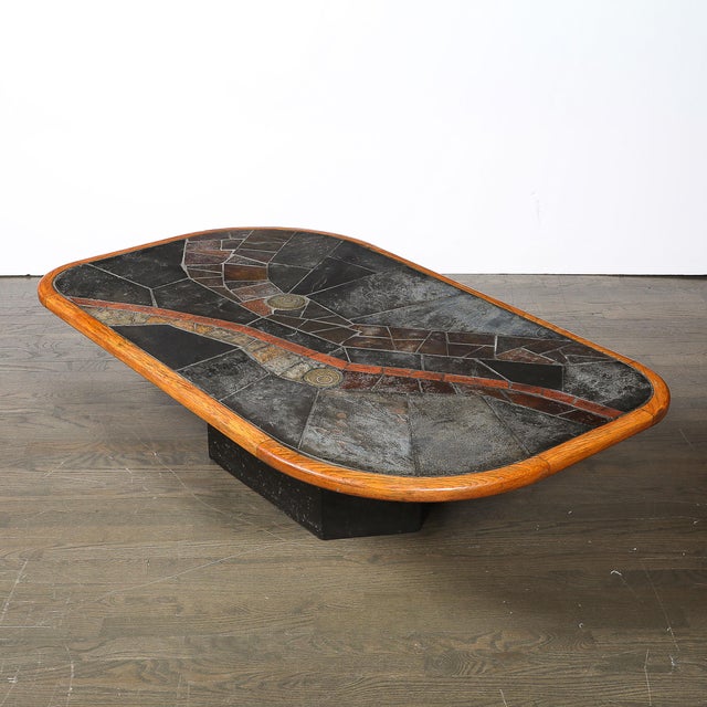 Mid-Century Tessellated Slate & Bronze Inlay Cocktail Table by v Ramburrem For Sale - Image 12 of 18