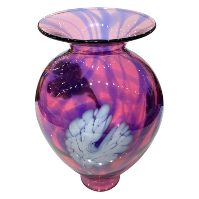2000 - 2009 David Lindsay Art Glass Vase Hearts Pink Purple California Decor Nourot Student For Sale - Image 5 of 13