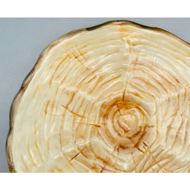 French Trompe l'Oeil Faux Bois Glazed Organic Oyster Plate For Sale - Image 9 of 12