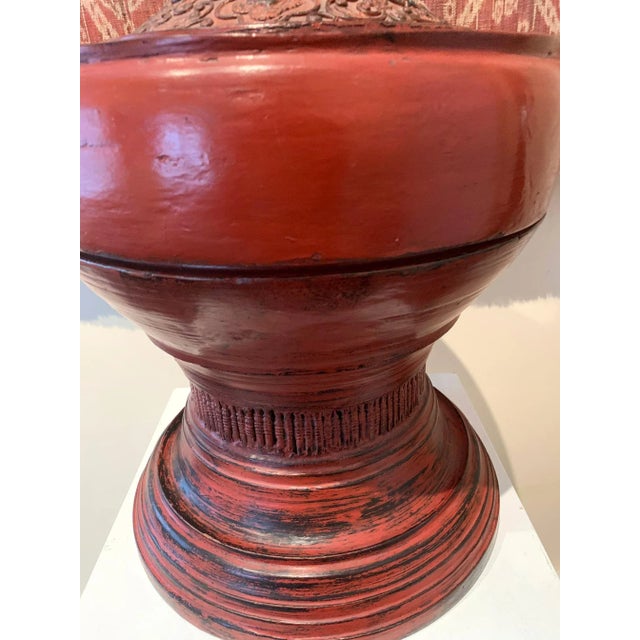 Antique Lacquer Offering Elm Bowl Southeast Asia For Sale In Atlanta - Image 6 of 11