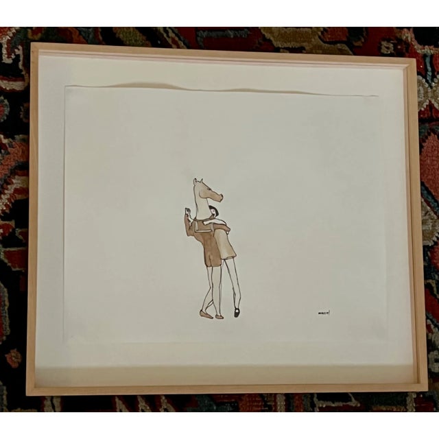 Black 1997 Marcel Dzama Original Ink and Rootbeer Drawing, Framed For Sale - Image 8 of 8