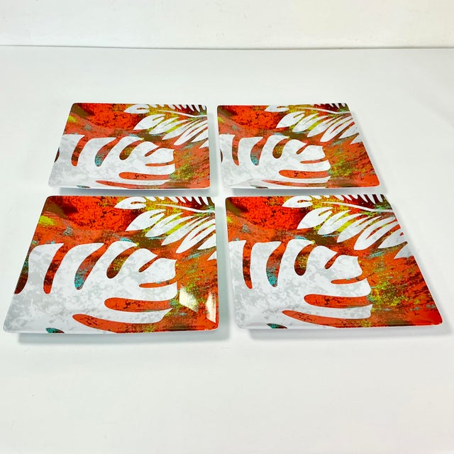 1990s Vintage Boho Chic Coastal Palm Leaf Melamine Dinnerware - 11 Piece Set For Sale - Image 9 of 13