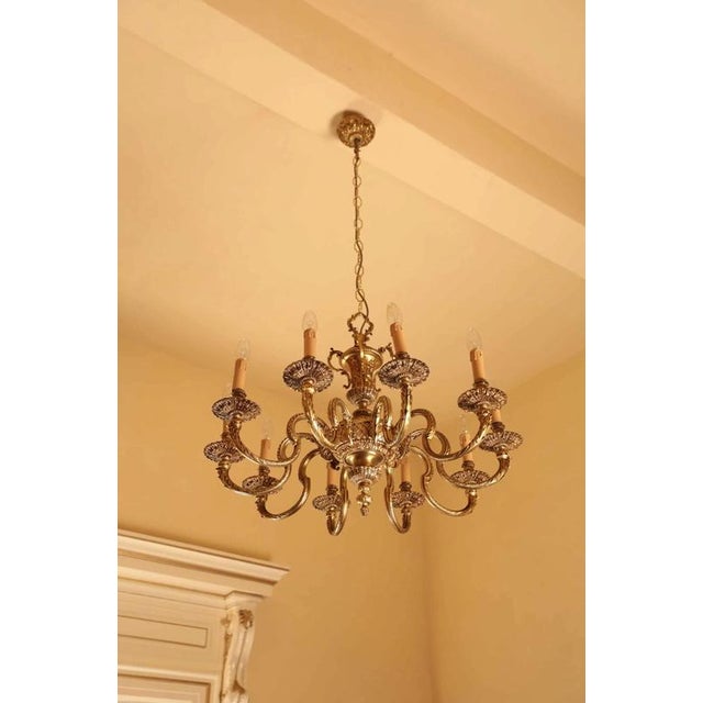 Classicist Golden Bronze Chandelier with Ten Bulbs For Sale - Image 6 of 7