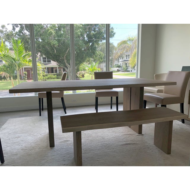 Crate & Barrel European White Oak Dining Table With Matching Bench Set