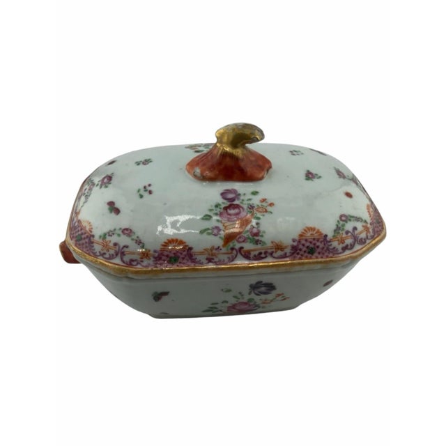 Mid 18th Century Chinese Export-Style Famille Rose Covered Butter Dish, Qianlong Style For Sale - Image 9 of 10