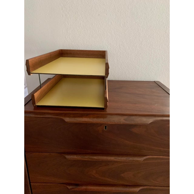 Modernist Tiered Letter Tray Solid Walnut 1960s Peter Pepper Style