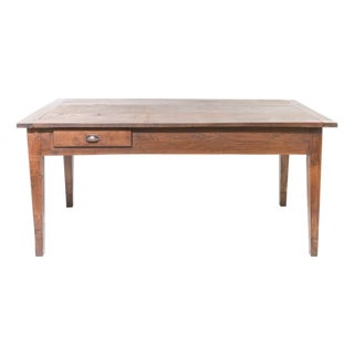 19th C French Farmhouse Oak Dining Table For Sale