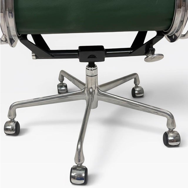 Metal Herman Miller Eames Aluminum Group Soft Pad Management Chair - Green Leather For Sale - Image 7 of 10