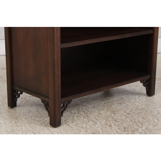 Pair Knob Creek Walnut Mahogany Open Bookcase For Sale - Image 10 of 16