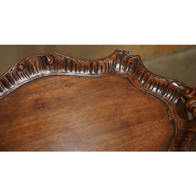 Antique French Hand Carved Tea Silver Tray Table with Removable Serving Tray Top, 1880 For Sale - Image 9 of 18