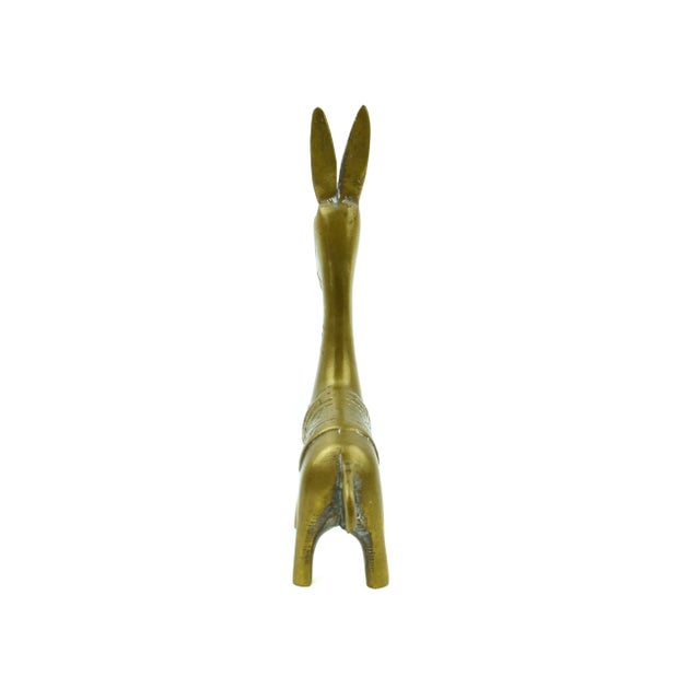 Mid 20th Century Vintage Gold Solid Brass Llama Mule Donkey Horse Figurine Model For Sale - Image 5 of 7