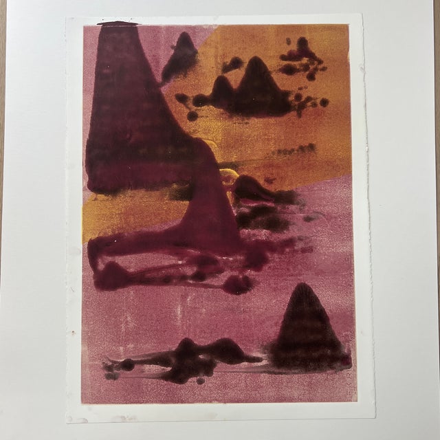 Original Abstract Landscape Monotype Artwork, Unframed