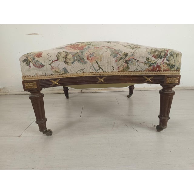 Louis XVI Ottoman in Walnut For Sale - Image 4 of 13
