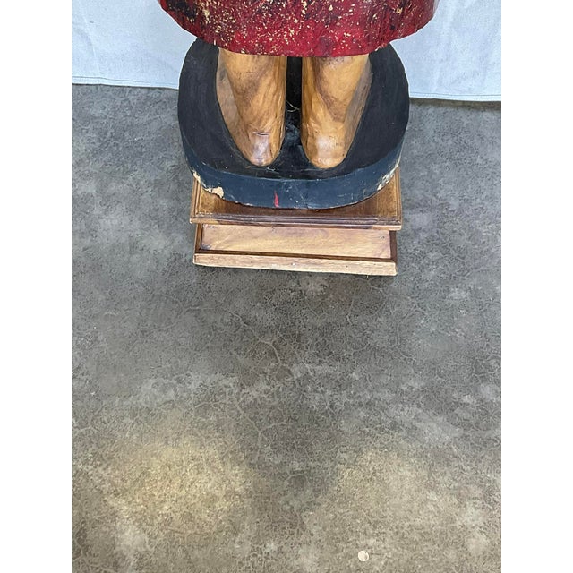 Vintage Buddha Buddhist Carved Wood Burmese Thai Monk Statue For Sale - Image 11 of 16