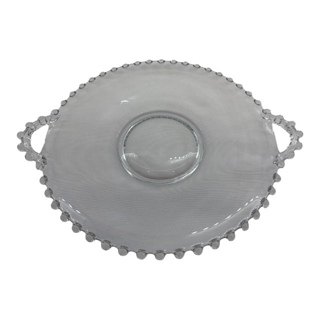 Mid 20th Century Imperial Glass Candlewick 10" Handled Plate For Sale