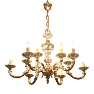 White Metal 2-Tier Chandelier with 12 Bulbs For Sale