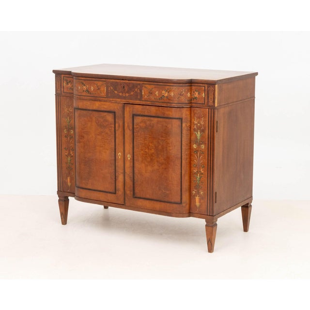 19th Century Edwardian Paint-Decorated Satinwood Commode For Sale - Image 5 of 9