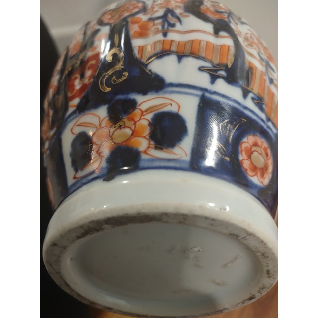 Ceramic 1920s Japanese Imari Style Porcelain Covered Ginger Jar Temple Jar Cherry Blossom Cobalt Blue Iron Red Gold For Sale - Image 7 of 12