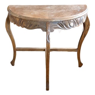 Early Carved Demilune Side Table For Sale