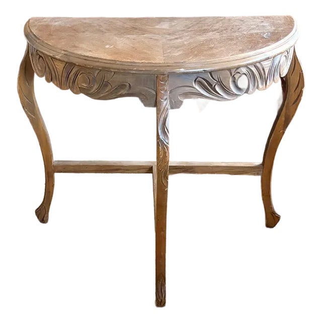 Early Carved Demilune Side Table For Sale
