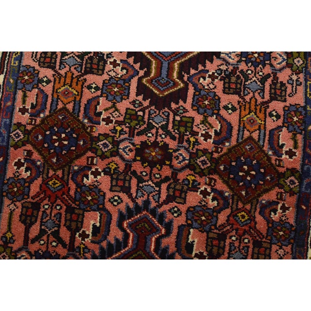 Hamedan Runner 2’8” X 9’6” Pink Wool Vintage Tribal Hand-Knotted Rug For Sale - Image 9 of 13
