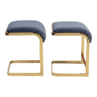 Pair of Vintage Milo Baughman for Design Institute of America Stools For Sale