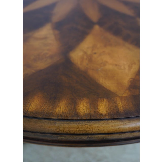 Walnut Round Ornate Base Center Table For Sale - Image 9 of 13