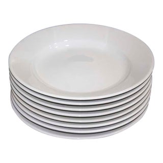 Apilco Classic Whiteware Porcelain Salad Plates Made in France - Set of 8 For Sale