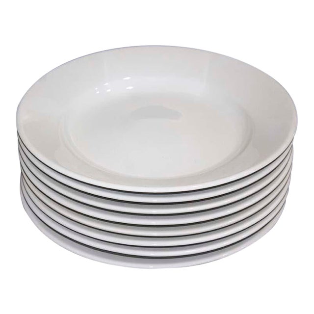 Apilco Classic Whiteware Porcelain Salad Plates Made in France - Set of 8 For Sale