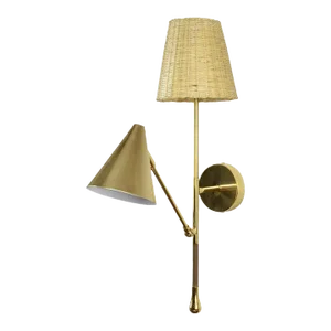 Ancora W3 Contemporary Brass Articulating Double Wall Light, Flow Collection