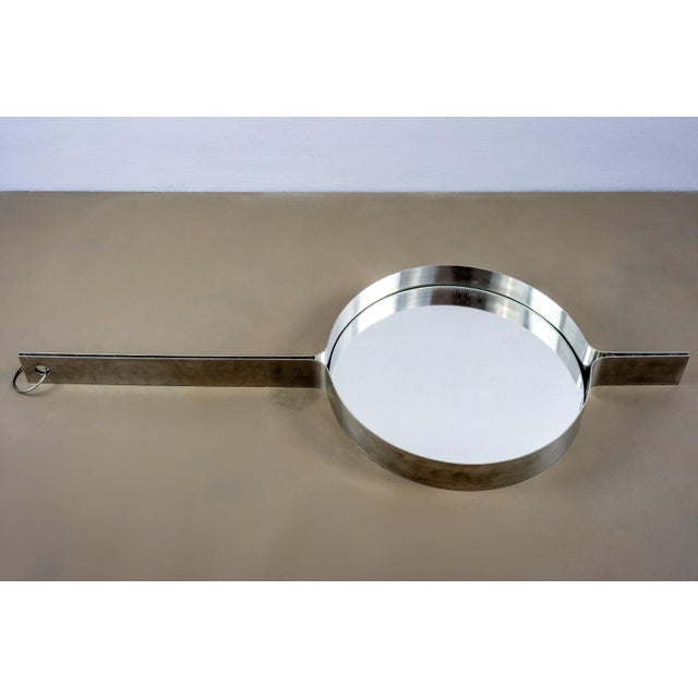 Brushed Steel Round Mirror by Xavier Feal, 1970s For Sale - Image 3 of 7